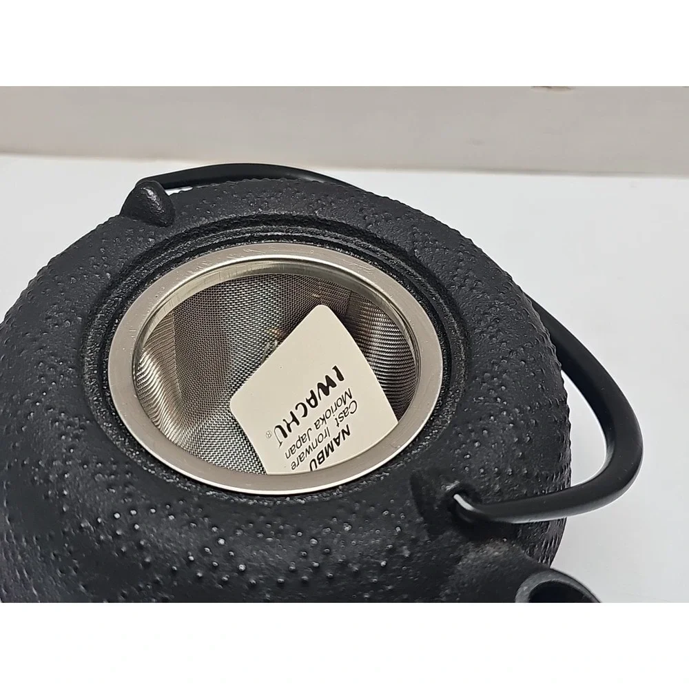 Iwachu Japanese Black Cast Iron Teapot with Lid Strainer Handle
